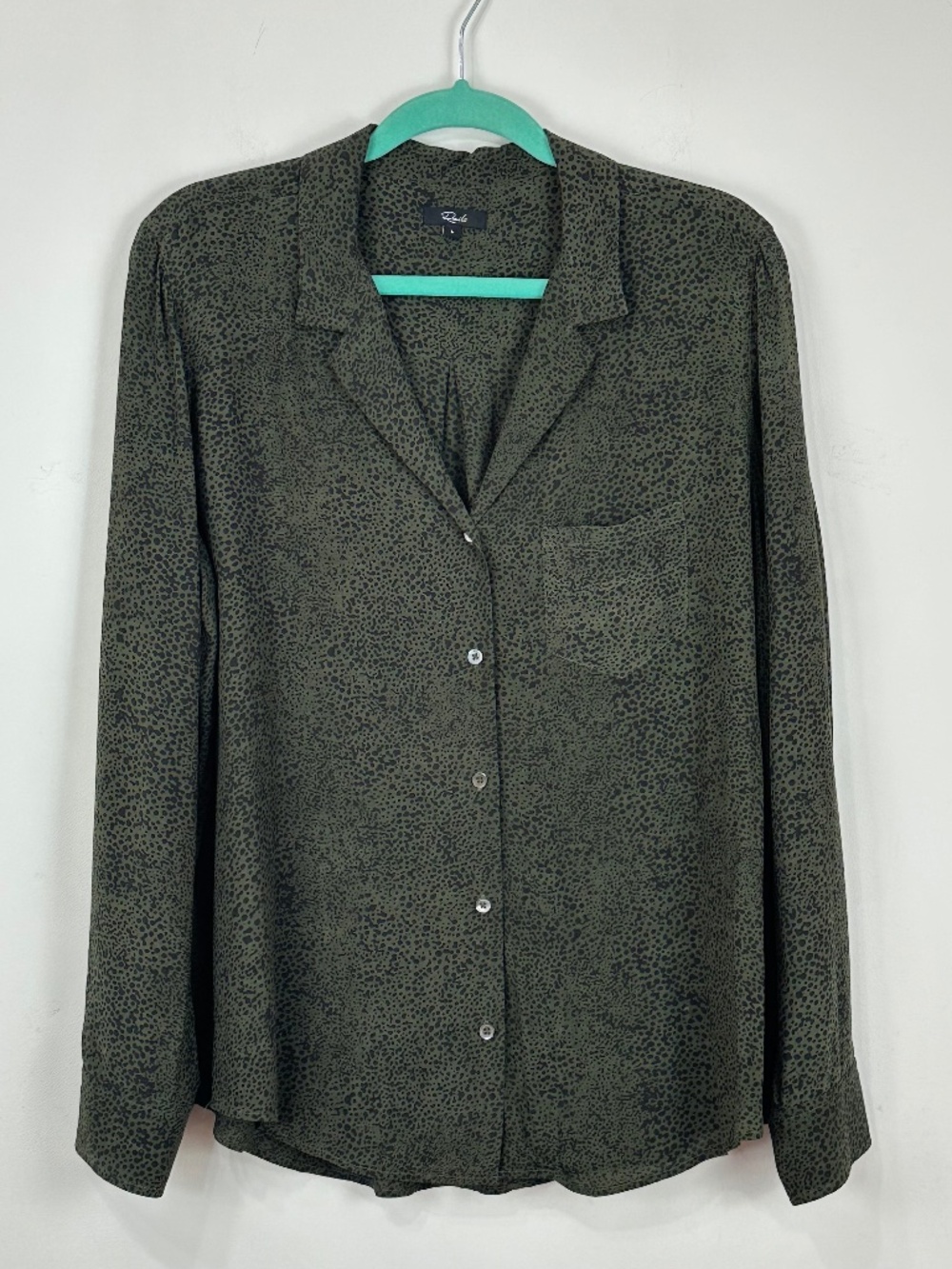 Rails Women's Rebel Olive Speckled Button Down Top L Spring Classic